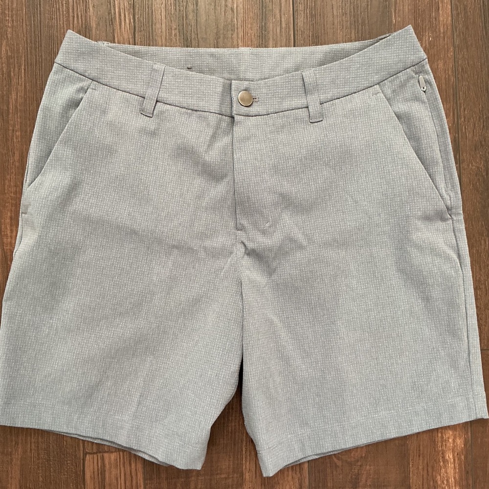 Lululemon Commission Golf Shorts Grey Micro Check Tech 30 Active Performance